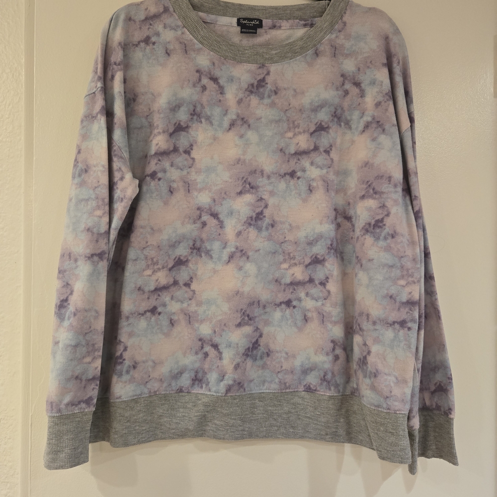 Tie-Dye Sweatshirt with Gray Trim